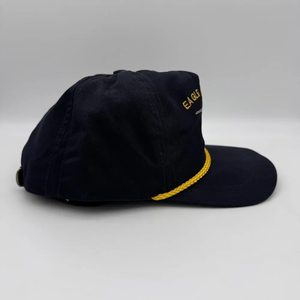Vintage Eagle Aviation Hat Cap Strap Back Navy Rope Helicopter Logo 90s Dun Mor